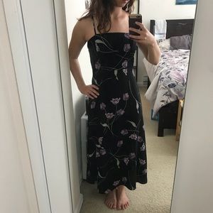 Urban Kimchi Blue black & purple floral midi dress